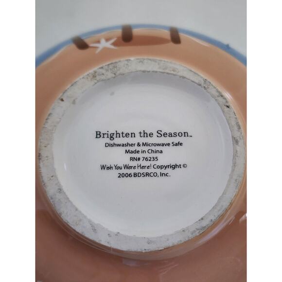 BOWL-BRIGHTEN THE SEASON--Blue Green-Palm Tree-Holiday-Beach-Cereal-Noodle-Pasta - Picture 7 of 9